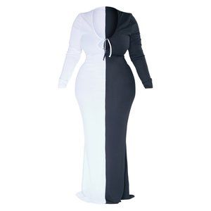 PLUS BLACK TWO TONE MAXI DRESS
